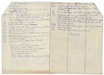 Moe Howard's 6pp. Handwritten Skit, With Curly Joe, Involving a Surgical Operation -- Signed Multiple Times, & With Some Sections Crossed Out -- On Four Sheets of 8.5'' x 11.25'' Paper -- Very Good 